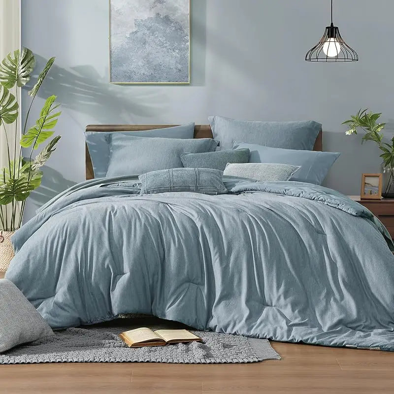 Queen 7‑Piece Reversible Microfiber Bed‑in‑a‑Bag with Storage Pockets