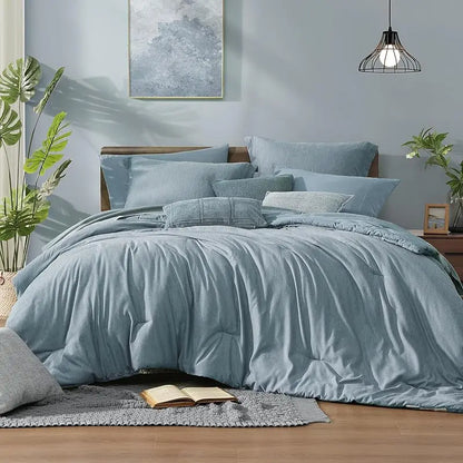 Queen 7‑Piece Reversible Microfiber Bed‑in‑a‑Bag with Storage Pockets