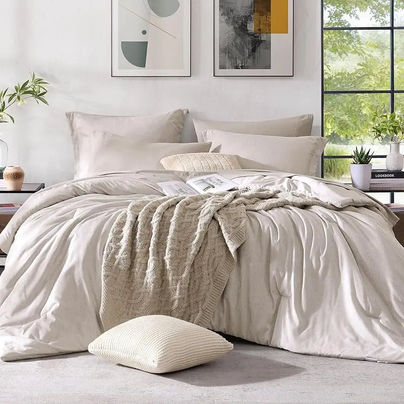 Queen 7‑Piece Reversible Microfiber Bed‑in‑a‑Bag with Storage Pockets