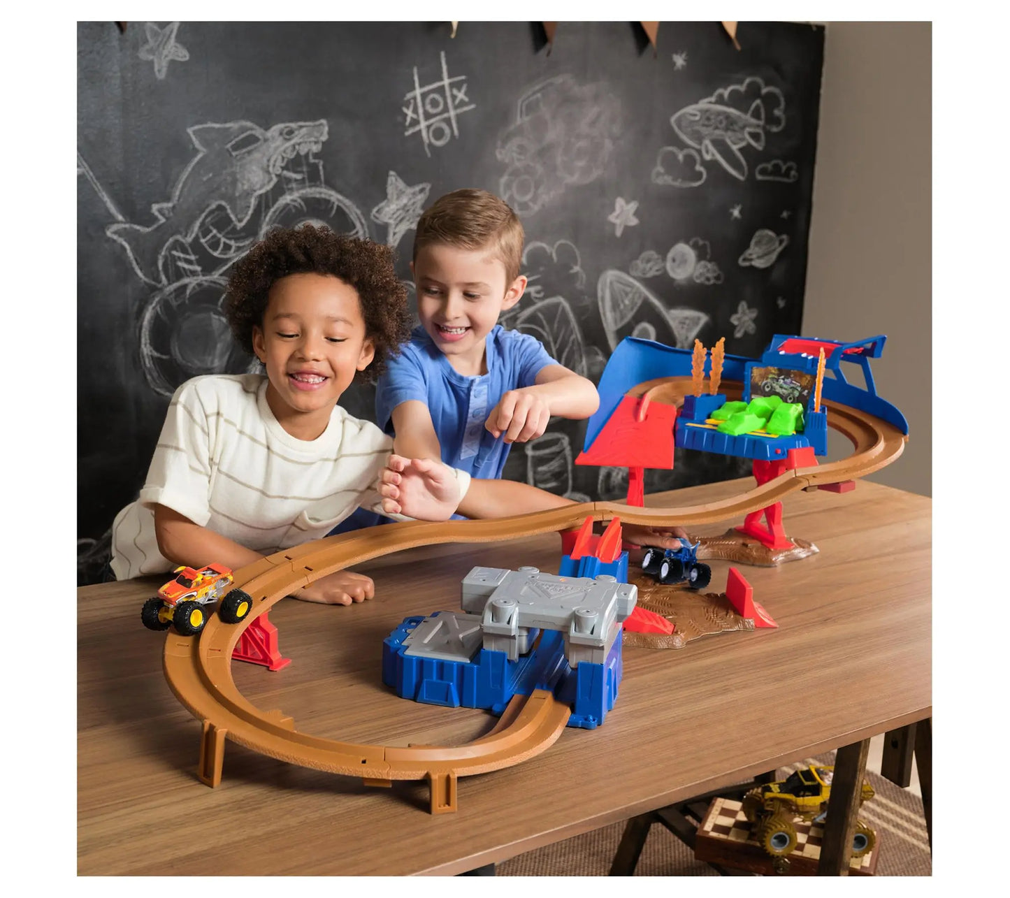 Jam Supercharge Speedway Playset with 2 Monster Trucks