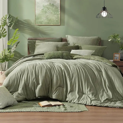 Queen 7‑Piece Reversible Microfiber Bed‑in‑a‑Bag with Storage Pockets