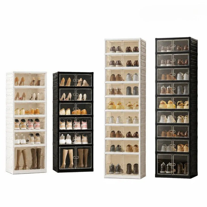 Foldable 9‑Tier Magnetic Shoe Cabinet, Stores 18 Pairs, No‑Install