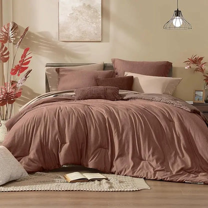 Queen 7‑Piece Reversible Microfiber Bed‑in‑a‑Bag with Storage Pockets