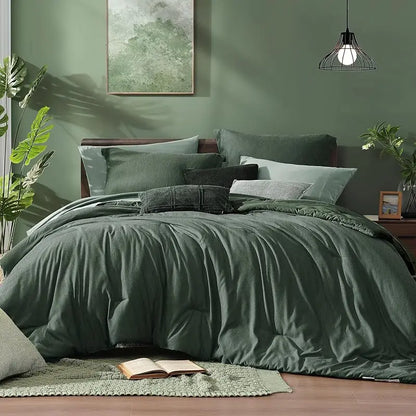 Queen 7‑Piece Reversible Microfiber Bed‑in‑a‑Bag with Storage Pockets