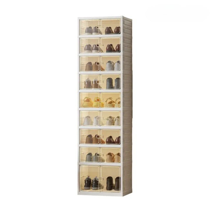 Foldable 9‑Tier Magnetic Shoe Cabinet, Stores 18 Pairs, No‑Install