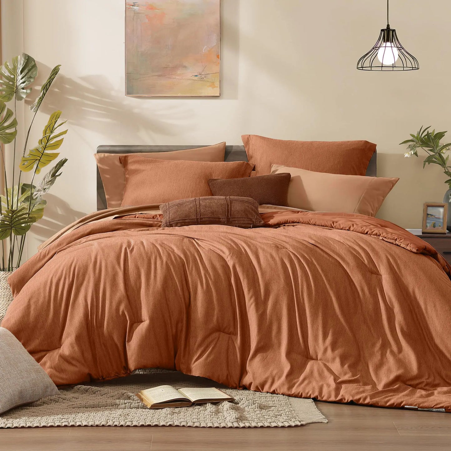 Queen 7‑Piece Reversible Microfiber Bed‑in‑a‑Bag with Storage Pockets