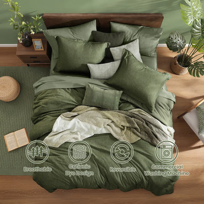 Queen 7‑Piece Reversible Microfiber Bed‑in‑a‑Bag with Storage Pockets