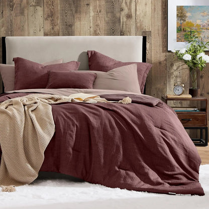 Queen 7‑Piece Reversible Microfiber Bed‑in‑a‑Bag with Storage Pockets