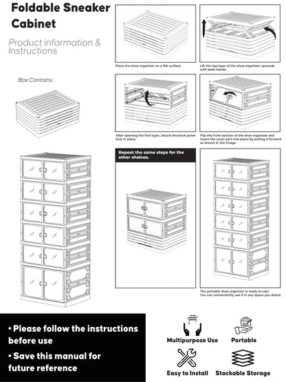 Foldable 9‑Tier Magnetic Shoe Cabinet, Stores 18 Pairs, No‑Install