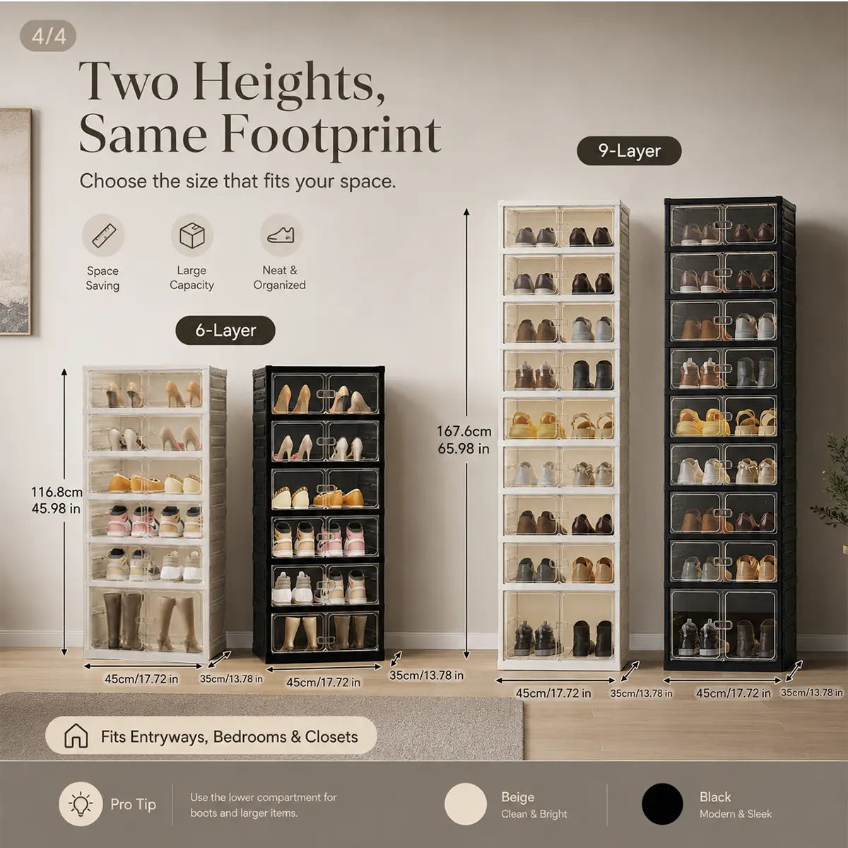 Foldable 9‑Tier Magnetic Shoe Cabinet, Stores 18 Pairs, No‑Install