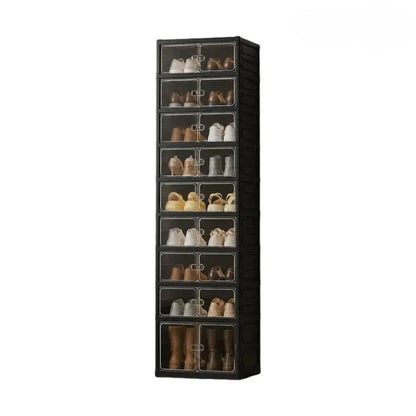Foldable 9‑Tier Magnetic Shoe Cabinet, Stores 18 Pairs, No‑Install