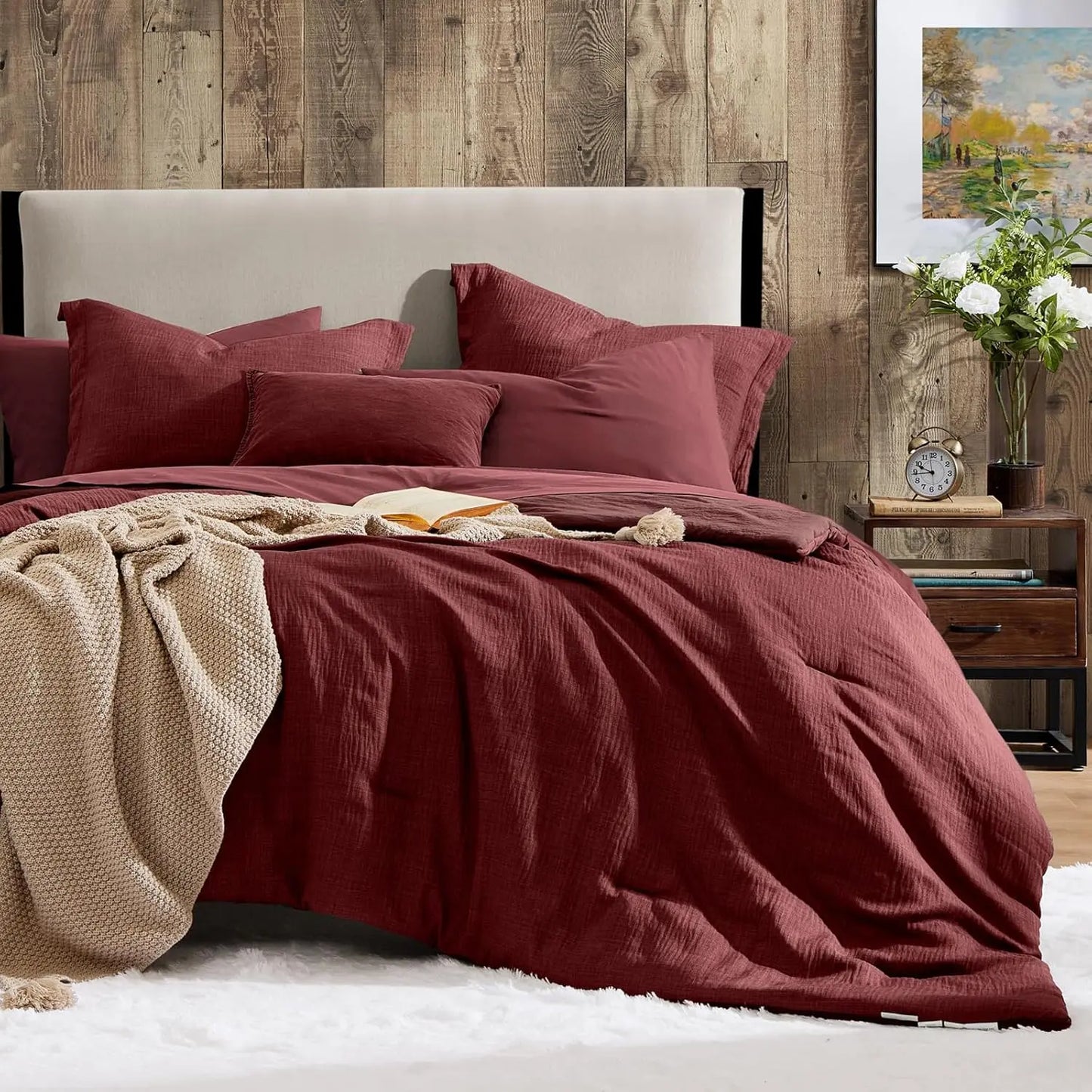 Queen 7‑Piece Reversible Microfiber Bed‑in‑a‑Bag with Storage Pockets