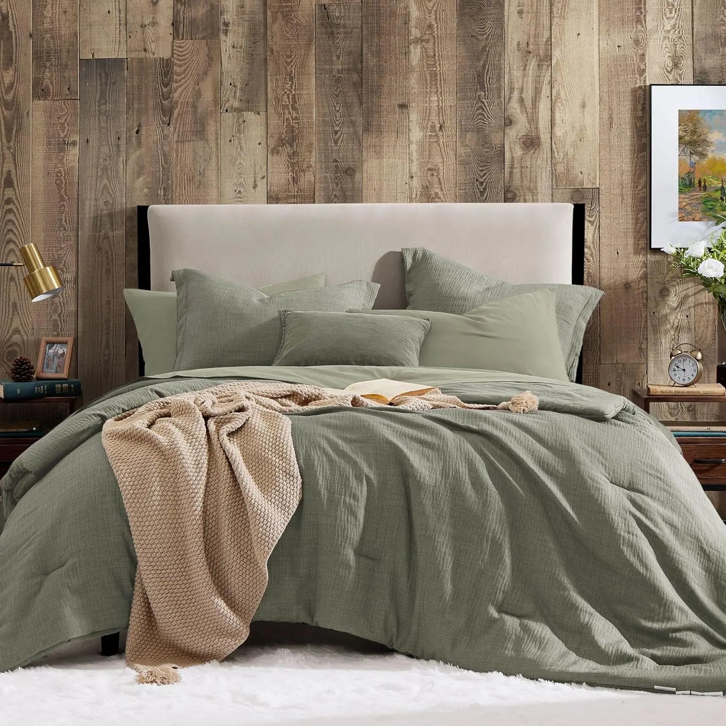 Queen 7‑Piece Reversible Microfiber Bed‑in‑a‑Bag with Storage Pockets
