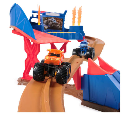 Jam Supercharge Speedway Playset with 2 Monster Trucks