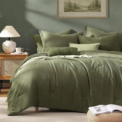Queen 7‑Piece Reversible Microfiber Bed‑in‑a‑Bag with Storage Pockets