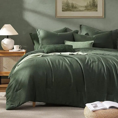 Queen 7‑Piece Reversible Microfiber Bed‑in‑a‑Bag with Storage Pockets