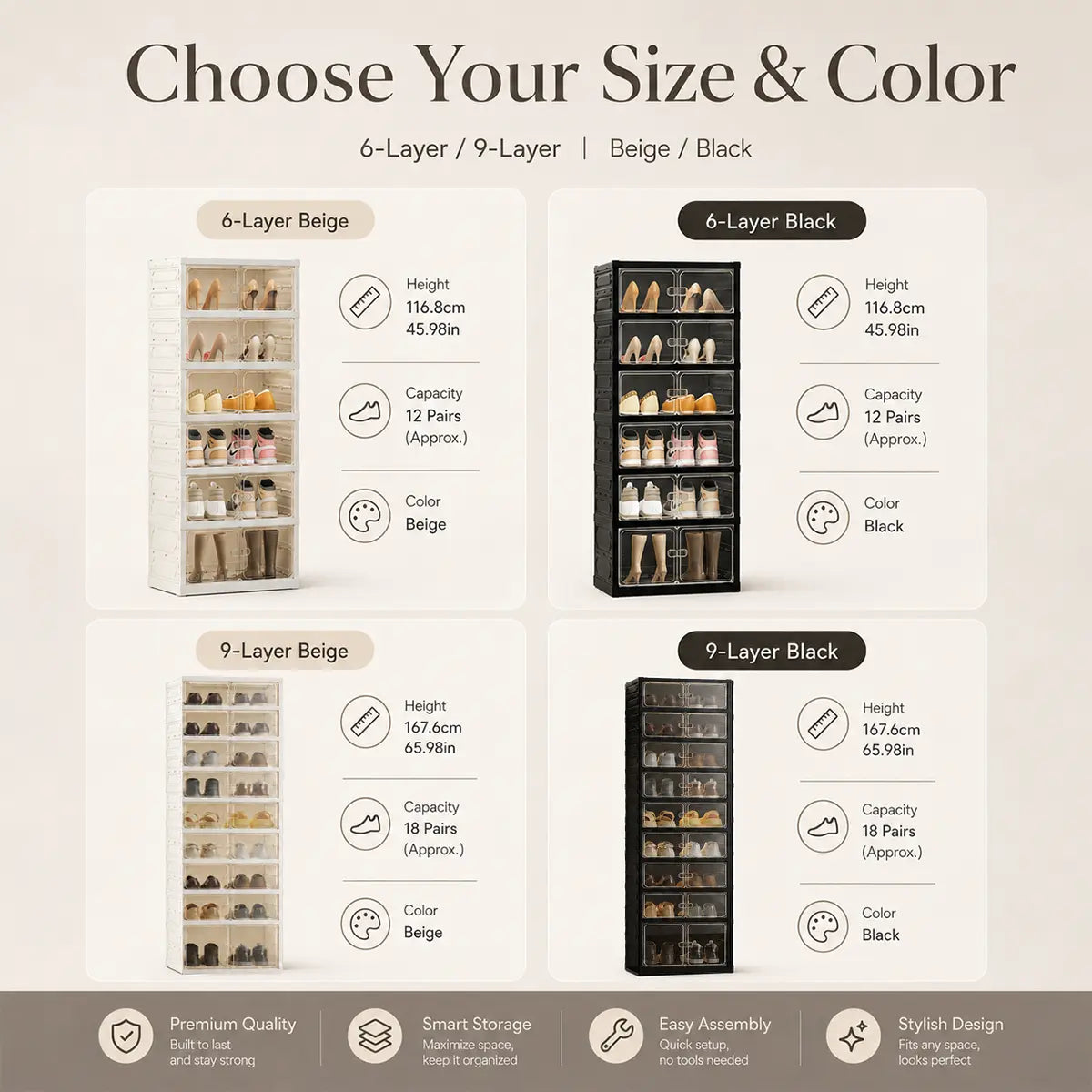 Foldable 9‑Tier Magnetic Shoe Cabinet, Stores 18 Pairs, No‑Install
