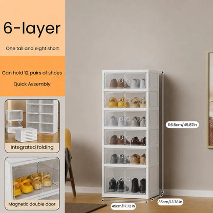 Foldable 9‑Tier Magnetic Shoe Cabinet, Stores 18 Pairs, No‑Install