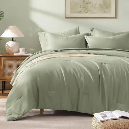 Queen 7‑Piece Reversible Microfiber Bed‑in‑a‑Bag with Storage Pockets
