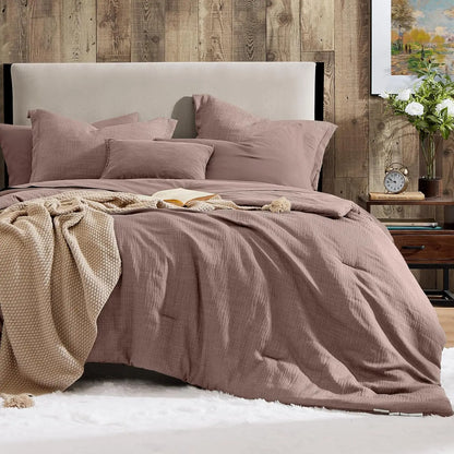Queen 7‑Piece Reversible Microfiber Bed‑in‑a‑Bag with Storage Pockets