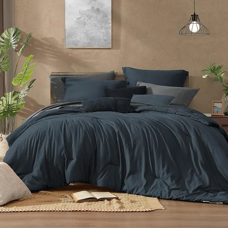 Queen 7‑Piece Reversible Microfiber Bed‑in‑a‑Bag with Storage Pockets