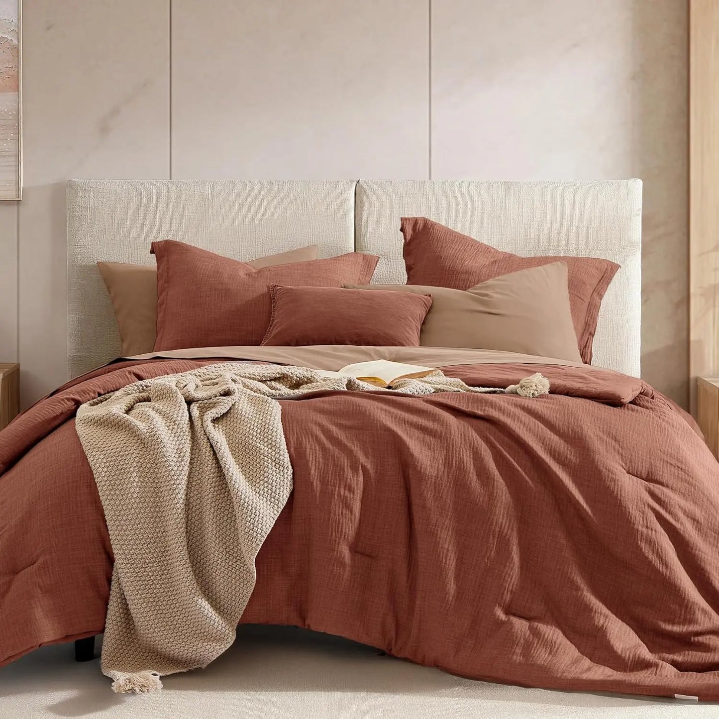 Queen 7‑Piece Reversible Microfiber Bed‑in‑a‑Bag with Storage Pockets