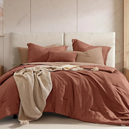 Queen 7‑Piece Reversible Microfiber Bed‑in‑a‑Bag with Storage Pockets